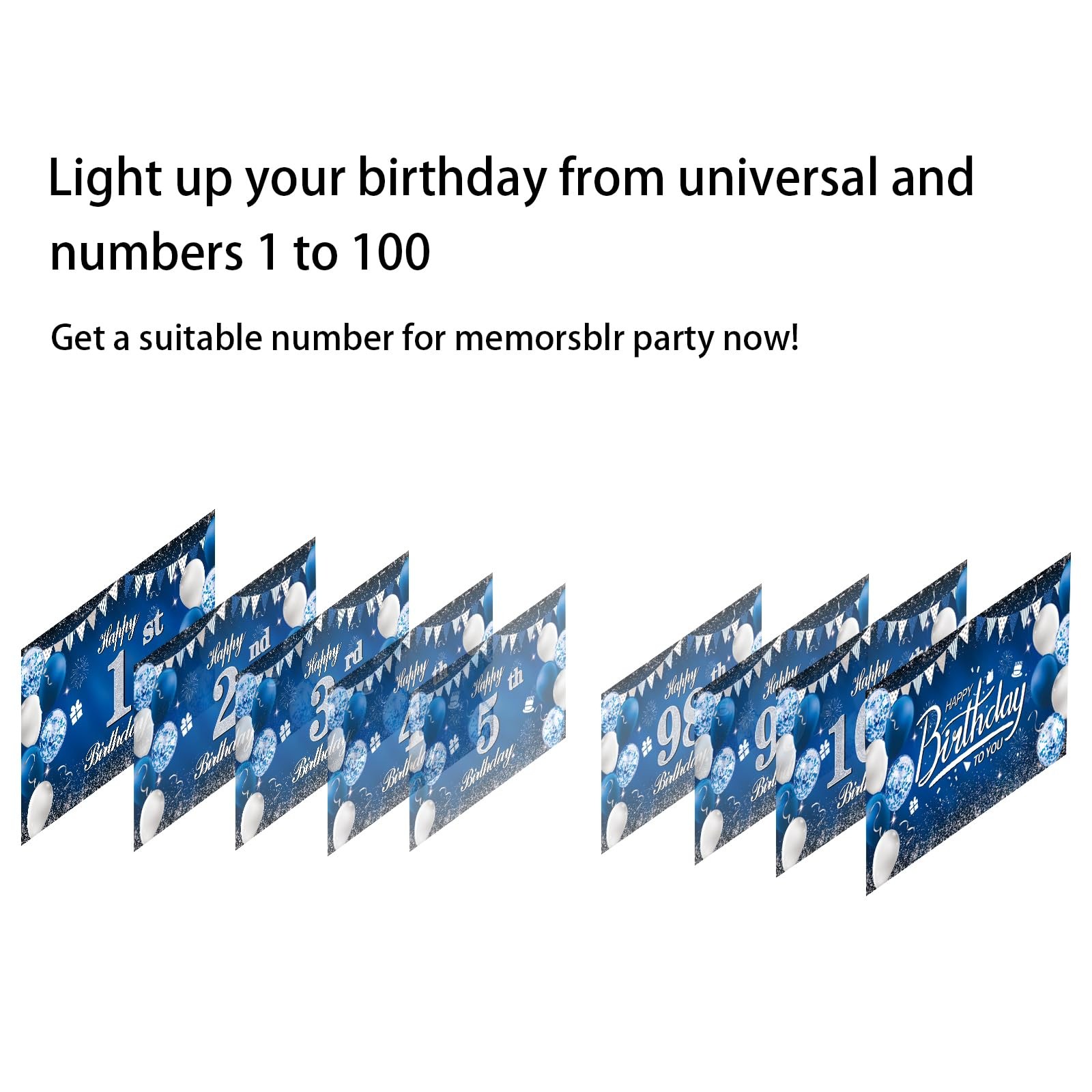 Happy 55th Birthday Decorations for Boys Girls Blue Birthday Banner for Party…