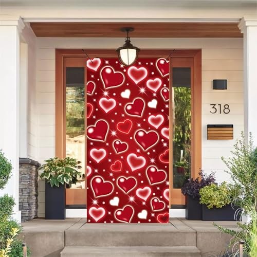 Valentine’s Day Heart Door Cover Decorations Photo Backdrop Early 2000s Red