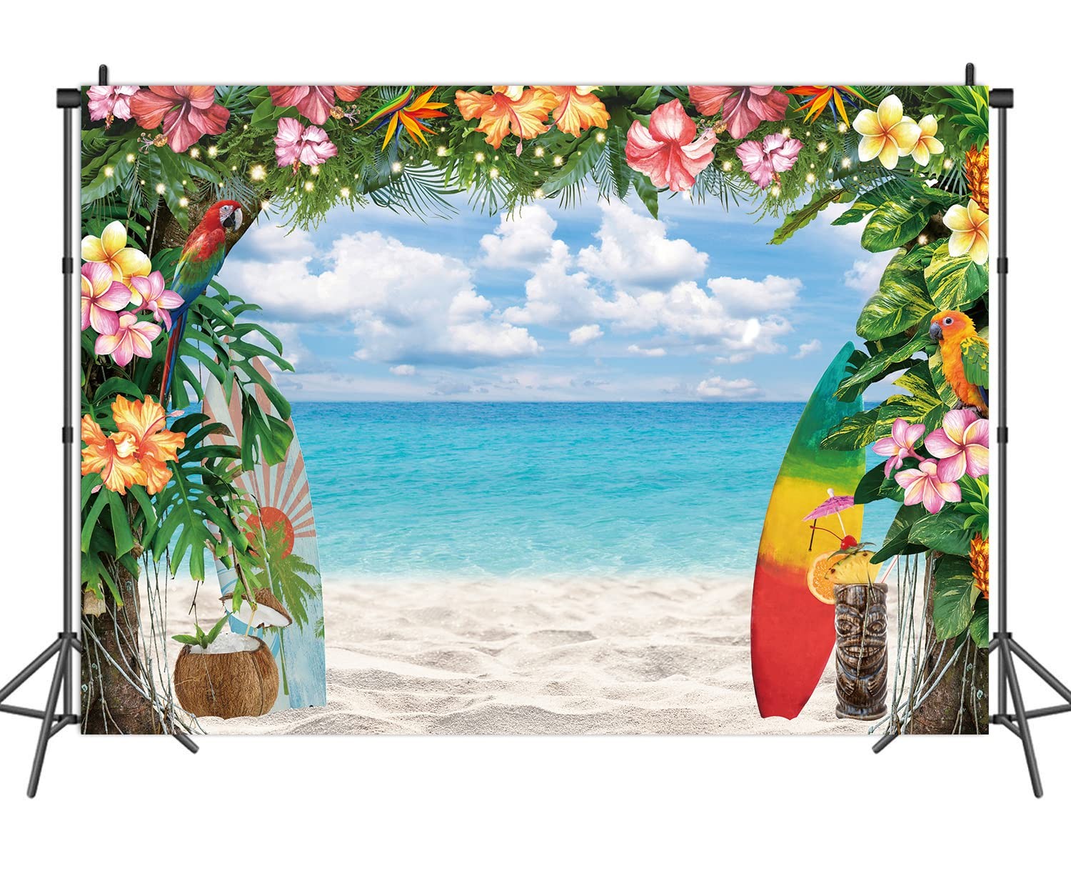 Telon De Fondo De Playa Hawaiana De Verano Flores Tropicales Fondo De Fotogra…
