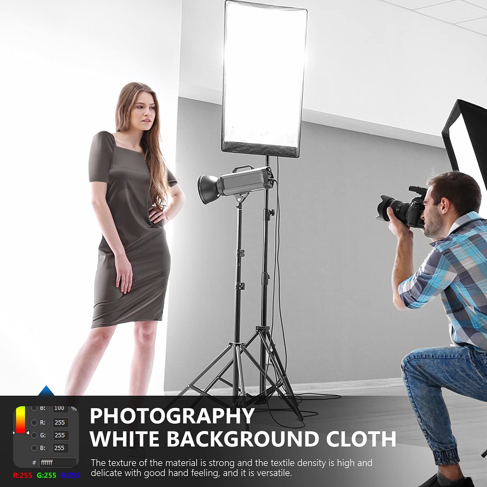 Neewer 6x9Ft Photo Studio 100 Percent Pure Polyester Collapsible Backdrop White