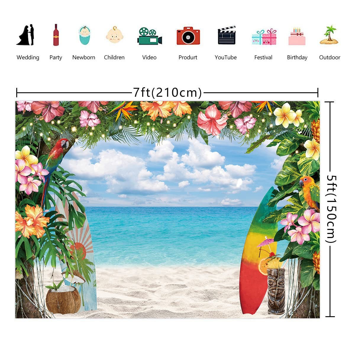 Telon De Fondo De Playa Hawaiana De Verano Flores Tropicales Fondo De Fotogra…