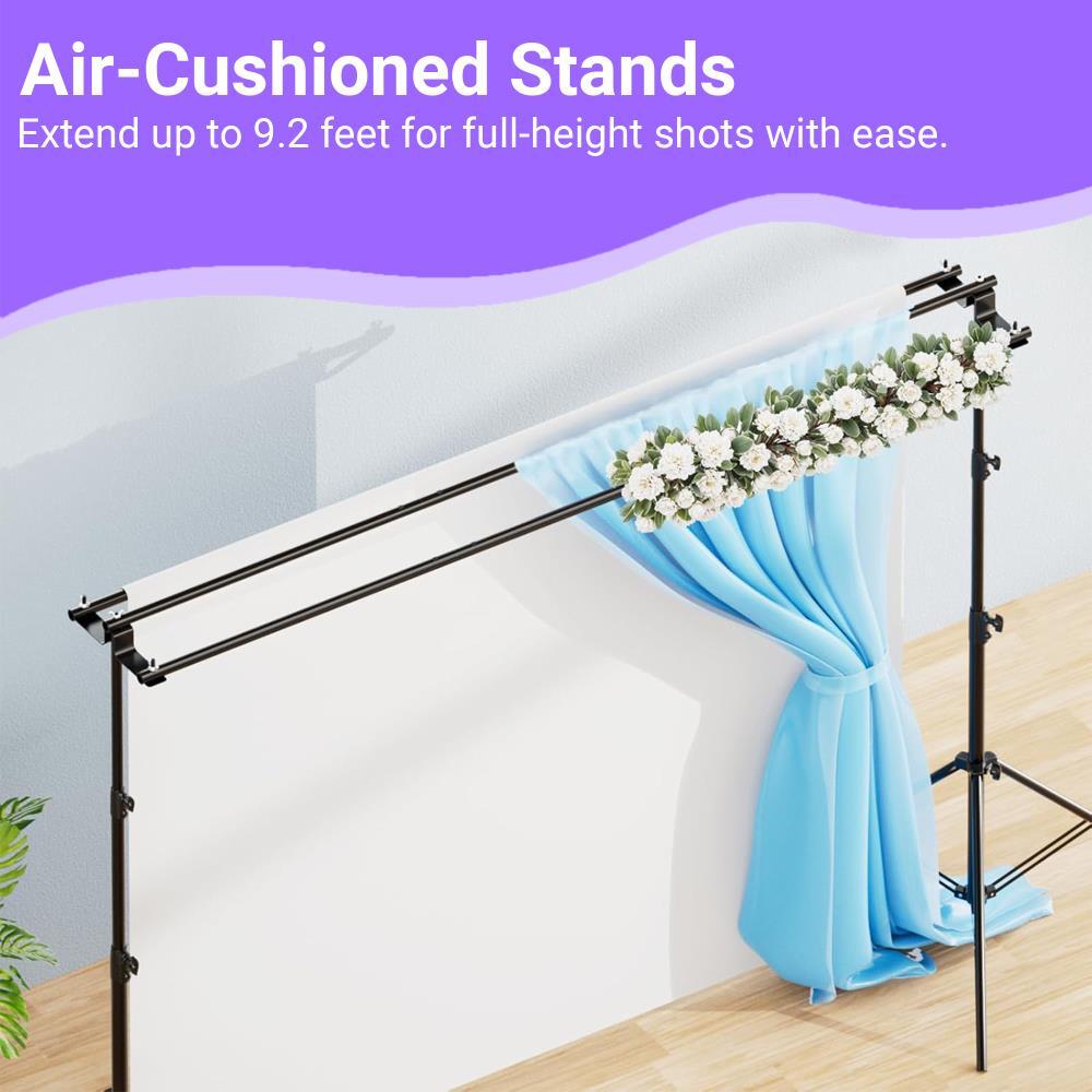Raya 9.8ft Photography Background Backdrop Stand Triple Crossbar Studio Kit