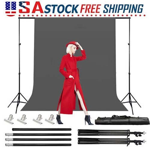 Adjustable Background Crossbar Kit Support Stand Photography Backdrop Black Kit