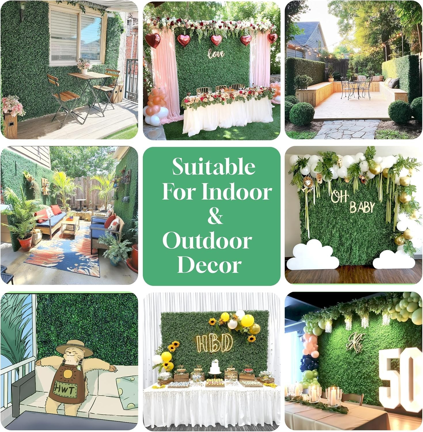 Eco-Friendly 12 Pcs 20” Boxwood Panels – Weather-Resistant Greenery Wall Decor