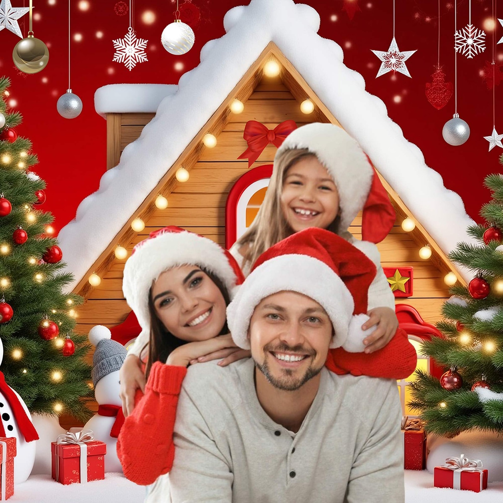 Merry Christmas Backdrop Xmas Tree Snowflake Banner, Winter New Year Photogra…