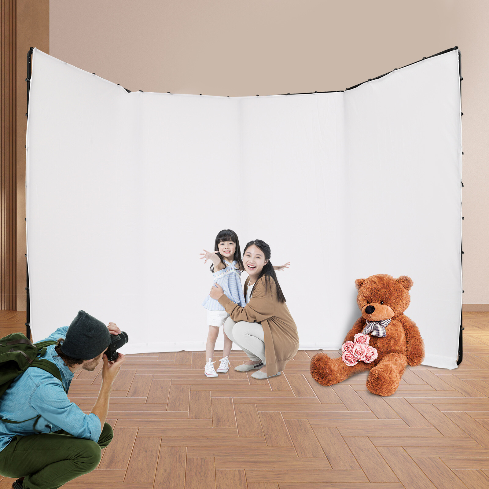 Photography Backdrop Stand+White Cloth Kit For Photo Studio Background Decor