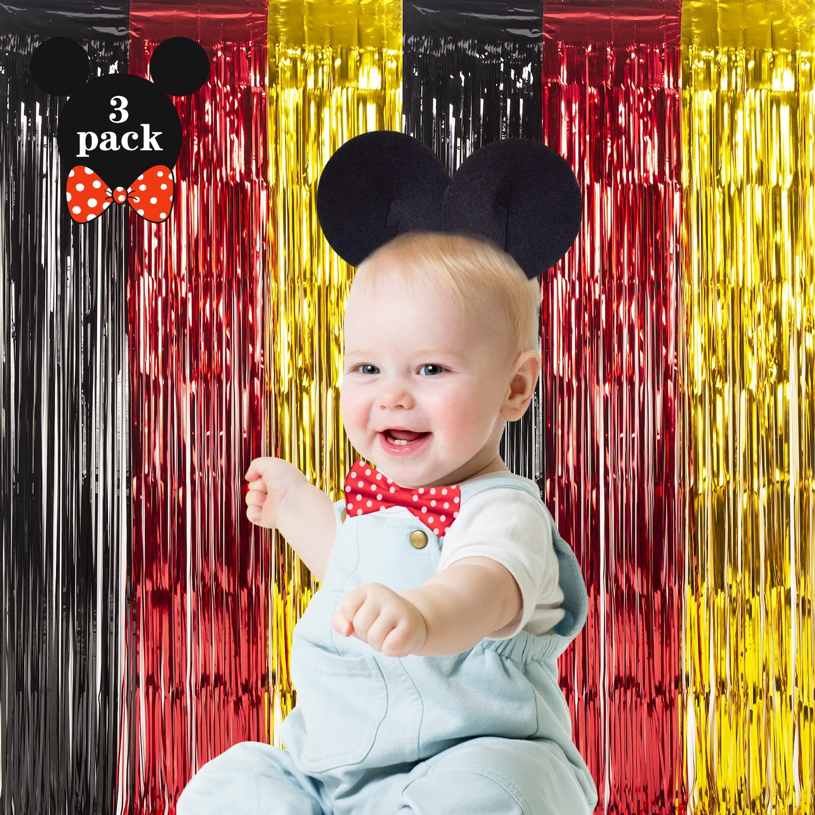 Cartoon Mouse Birthday Party Supplies | Tinsel Foil Fringe Curtains & Props