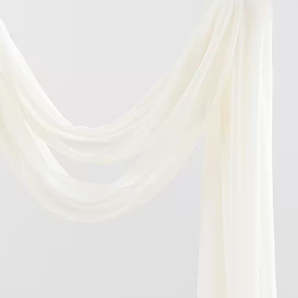 0.04 In. X 29 In. Draping Fabric Beige Chiffon Wedding Party Display Arbor 2 Pan