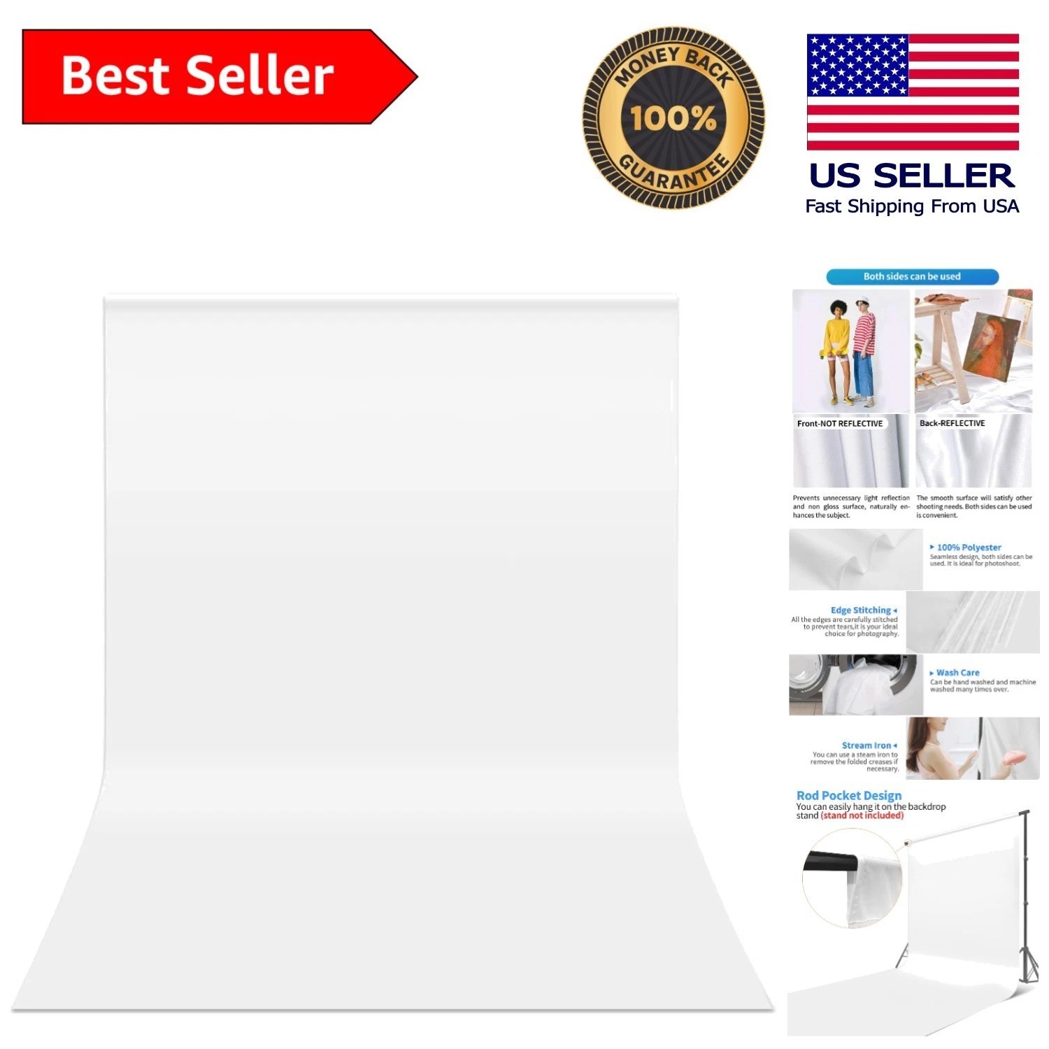 Elegant 10×12 ft White Seamless Photography Backdrop for Professional Shots