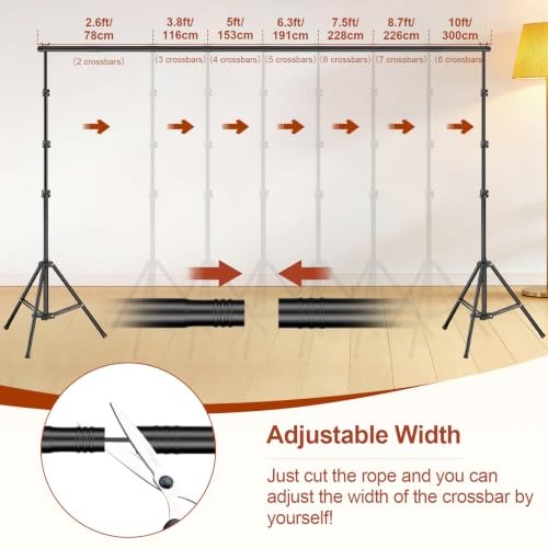 Backdrop Stand 10x7ft(WxH), Photo Studio Adjustable Background 7x10ft Black
