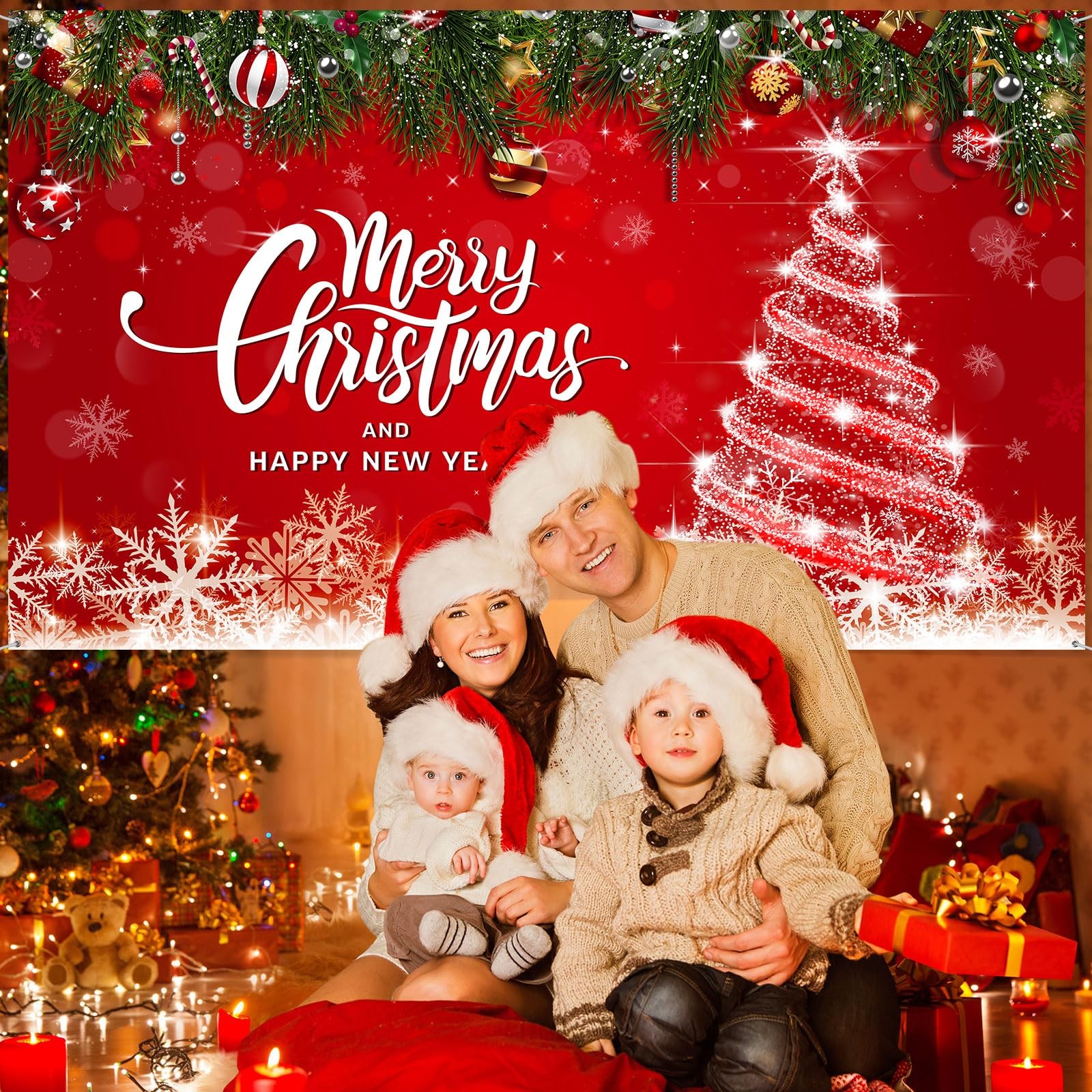 Irenare Christmas Backdrop Merry 72.8 x 43.3 inches, as the picture shown