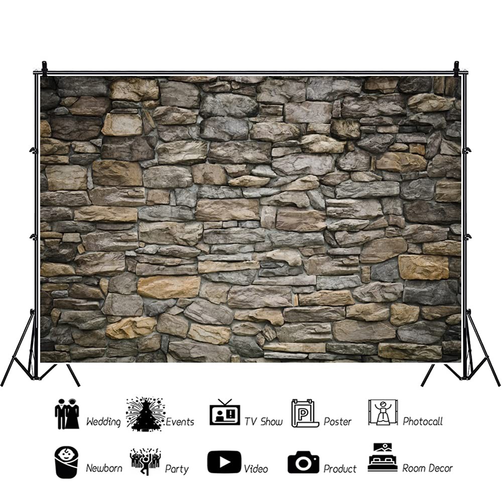 Yeele 12x8ft Rock Stone Wall Backdrop Countryside Vintage Rustic Rock Stones …