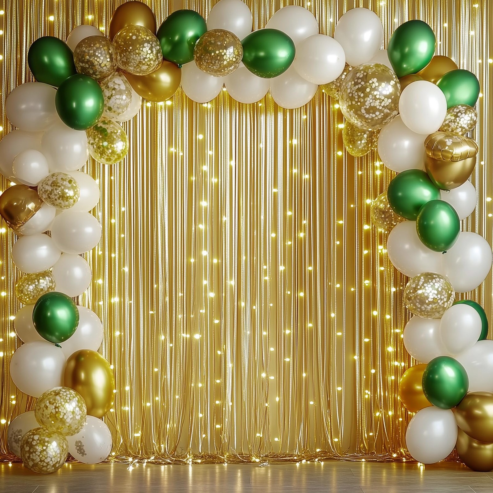 50x10ft Shimmer Gold Sequin Backdrop Curtain for 5ftx10ft(10 Panels),