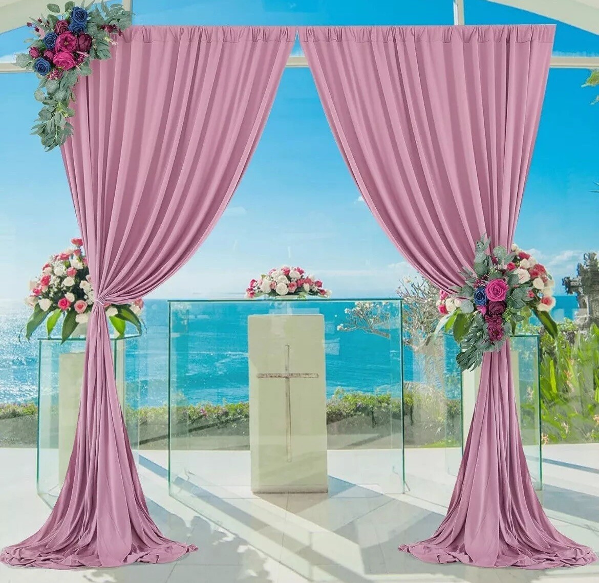 2pk Photography Backdrop Curtain Party Wedding Photo Booth Background Dusty Rose