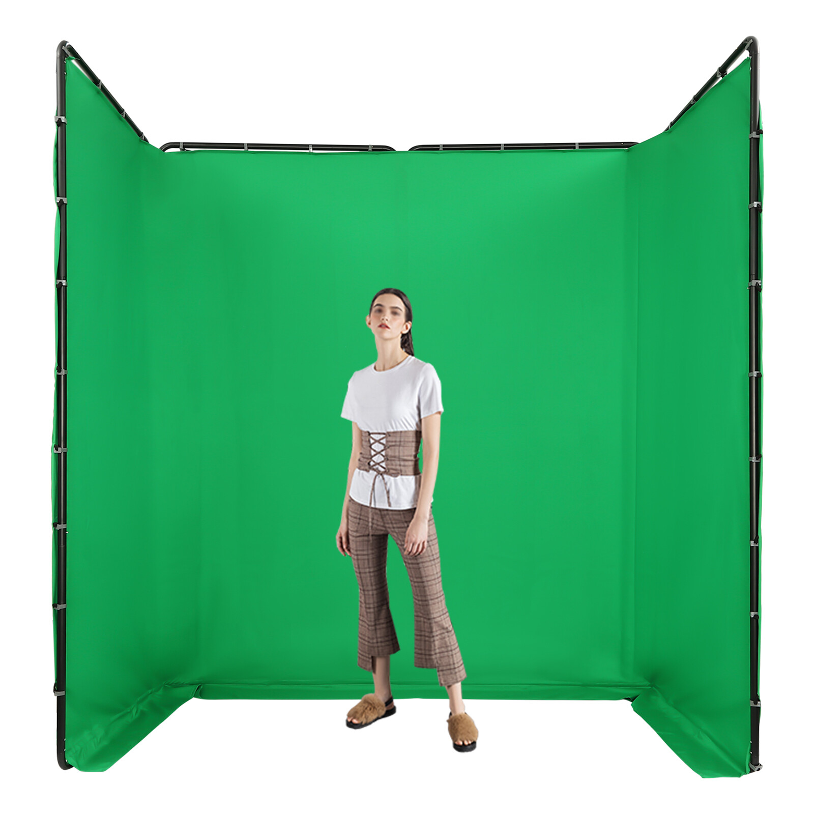 12.73*7.55ft Photography Backdrop Stand Kit with Green Cloth For Photo Studio