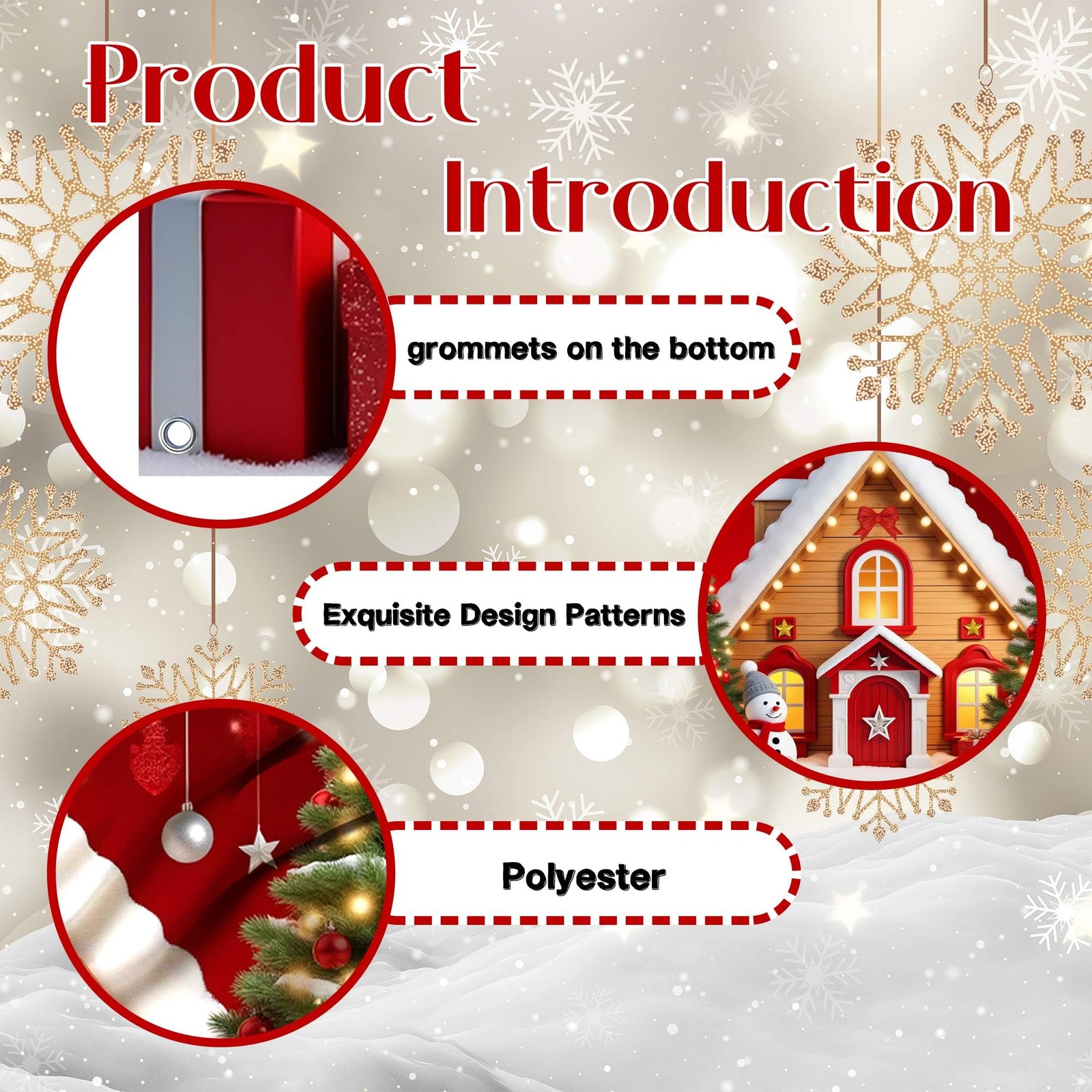 Merry Christmas Backdrop Xmas Tree Snowflake Banner, Winter New Year Photogra…