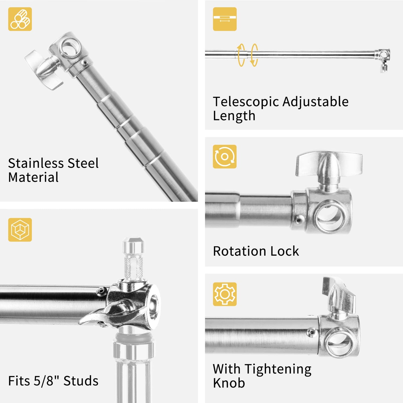Pro Stainless Steel Telescopic Backdrop Crossbar Max Length 10 ft/3m Adjustab…