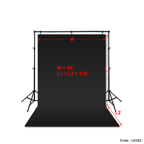 9’x13′ Black Photography Backdrop Photo Stand Muslin Background Support Kit