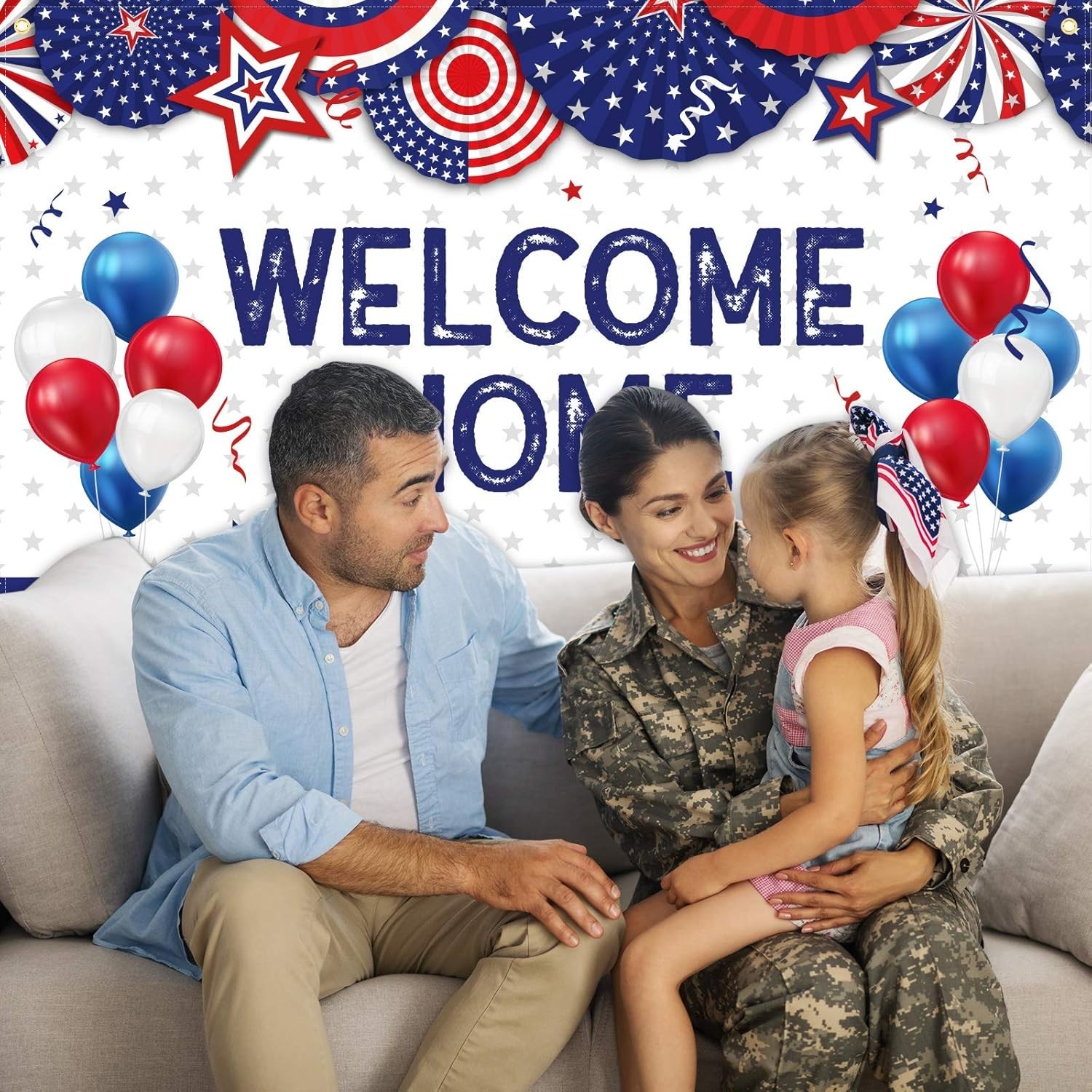 Large Welcome Home Banner Military Red White and Blue Welcome Home Decoration fo