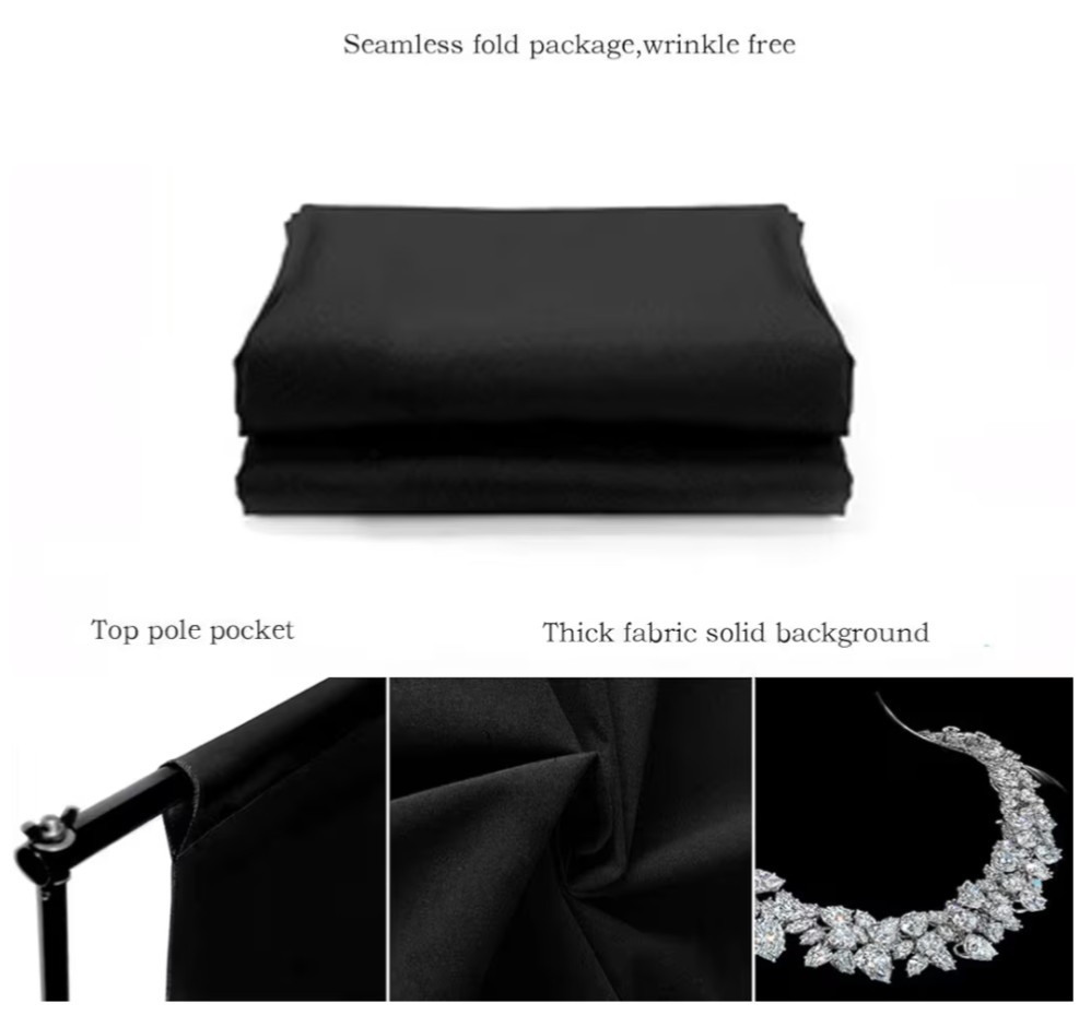 Black Muslin Photography Backdrop 5ftx16ft Seamless Studio Screen Rod Pocket