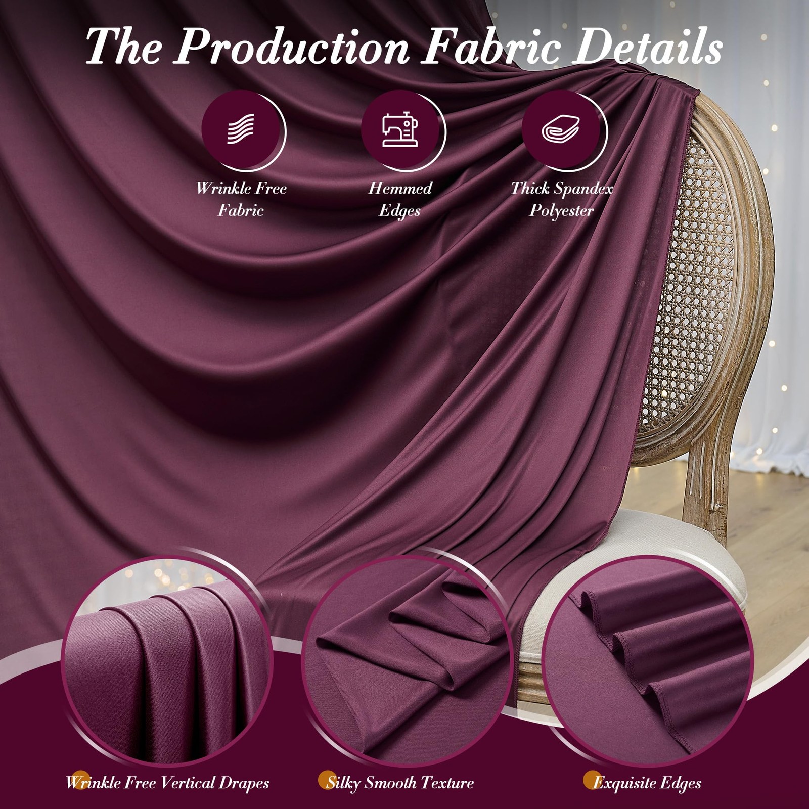 10×10 Ft Maroon Backdrop Curtain Wrinkle Free 2 Panels 5x10ft Burgundy