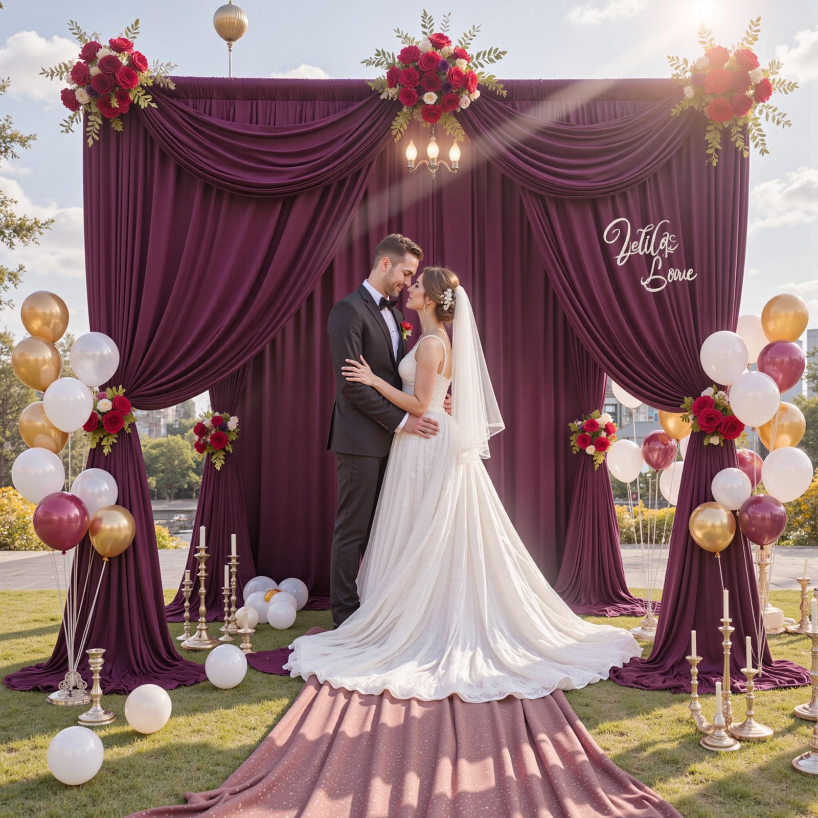 10×10 Ft Maroon Backdrop Curtain Wrinkle Free 2 Panels 5x10ft Burgundy