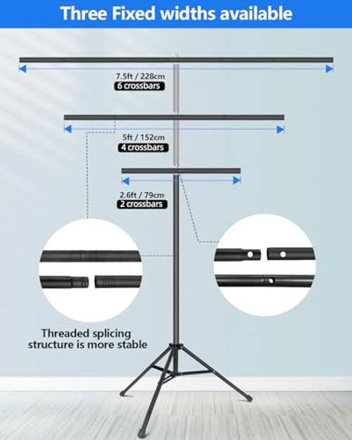 T Shape Backdrop Stand, 8×7.5ft(HxW) Portable Photo Background 8×7.5ft (HxW)