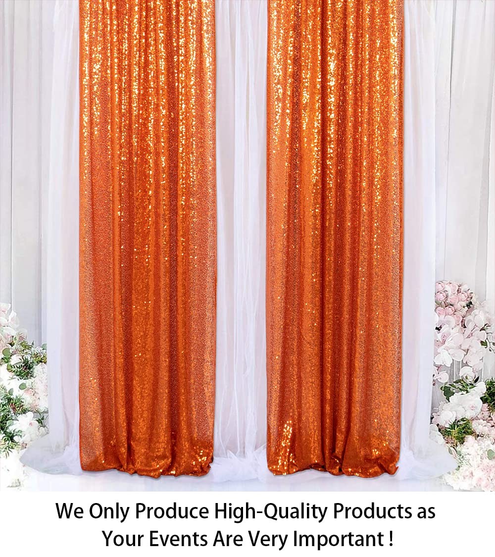 Orange Sequin Curtain Fabric Drapes Christmas Backdrop 2ftx7ft 60x215cm 2 PCS