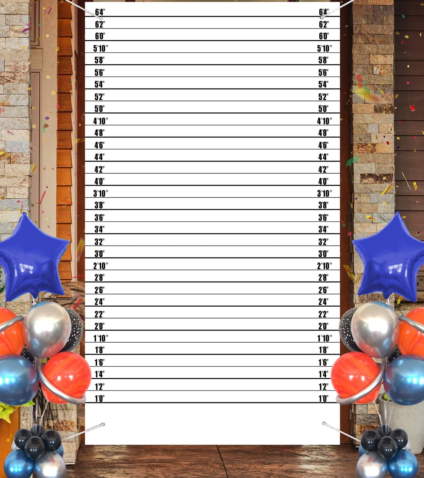 Mugshot Police Lineup Height Charts Banner Backdrop Accurate One Size, Multi
