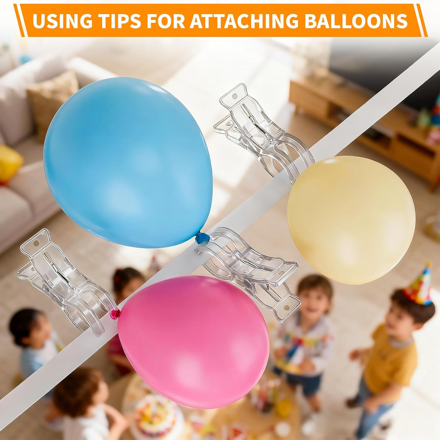 10 Pack Balloon Arch Clips, Large Clear Spring Clamps for Backdrop, 3.5” Plasti