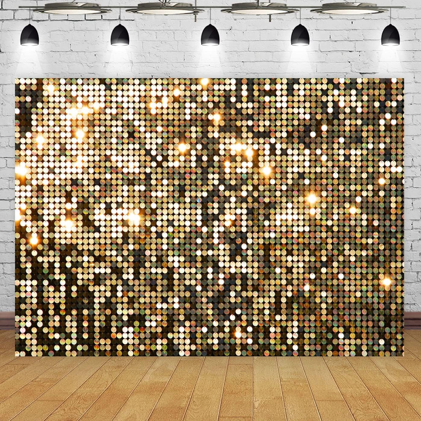 7x5FT Gold Sequin Backdrop Does Not Glow (Better Photo Effect) Vinyl Party New