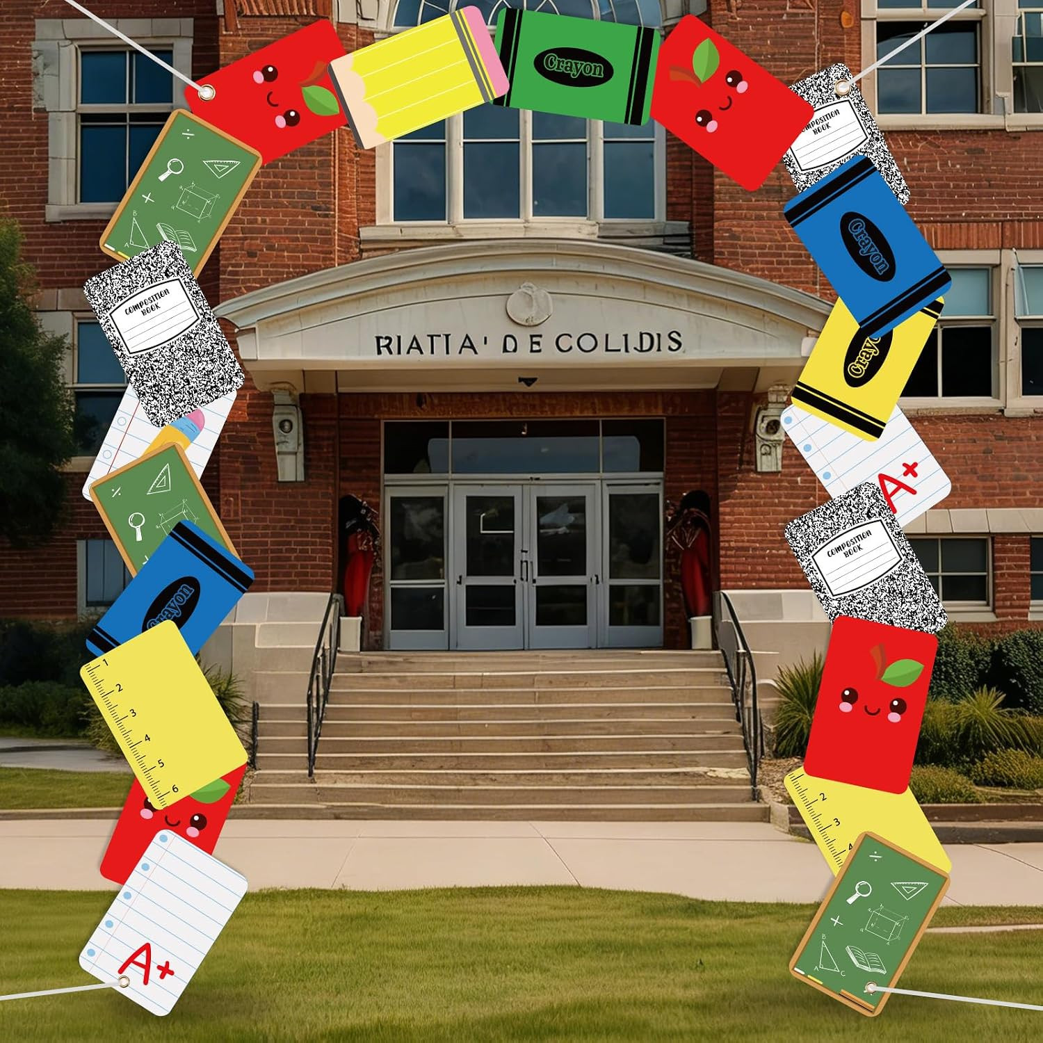6.5Ft Back to School Arch Backdrop First Day of School Pencil Apple Rule Composi