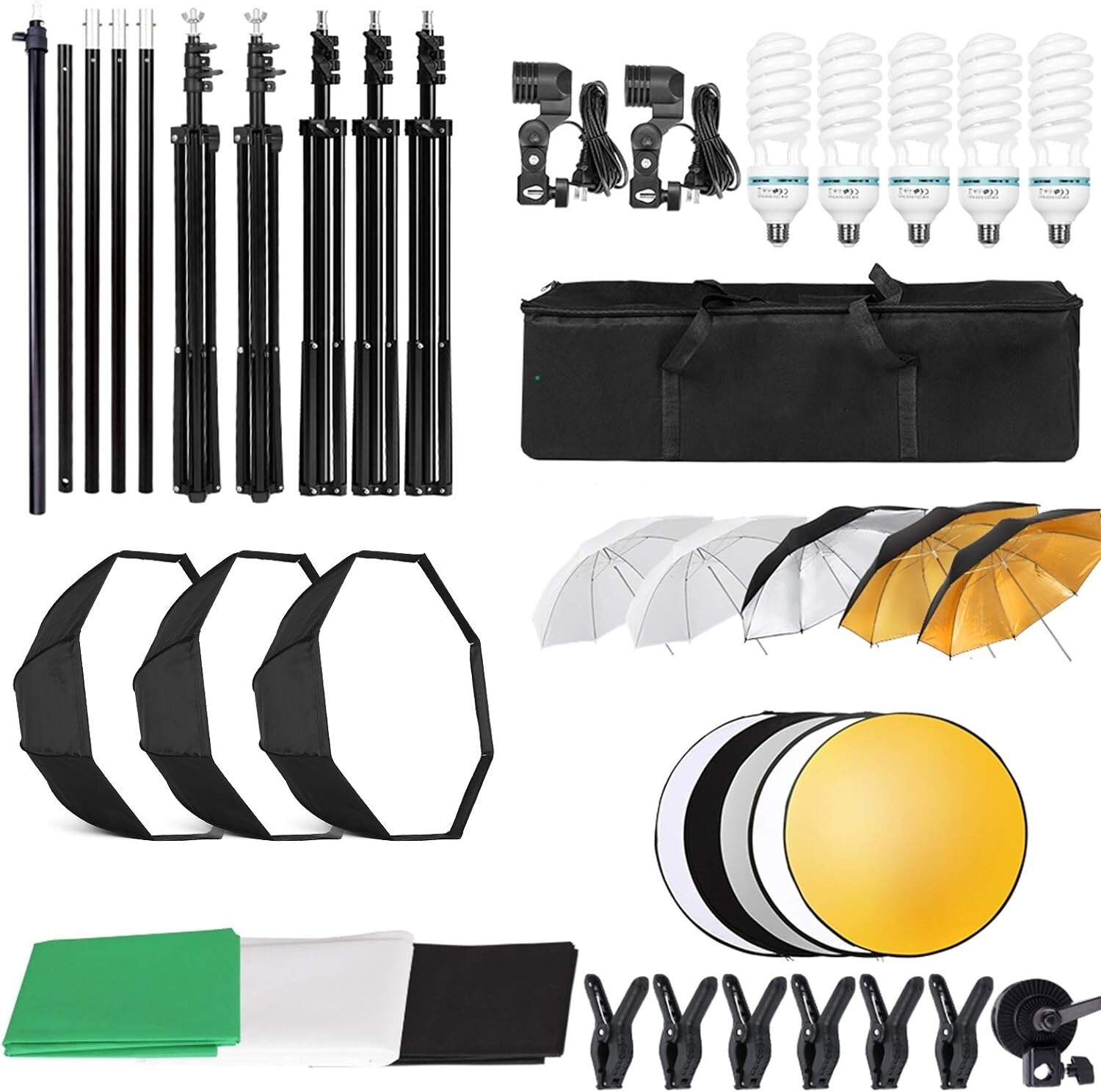 Kit de iluminación para fotografía con pantalla verde y soporte de fondo NEW US