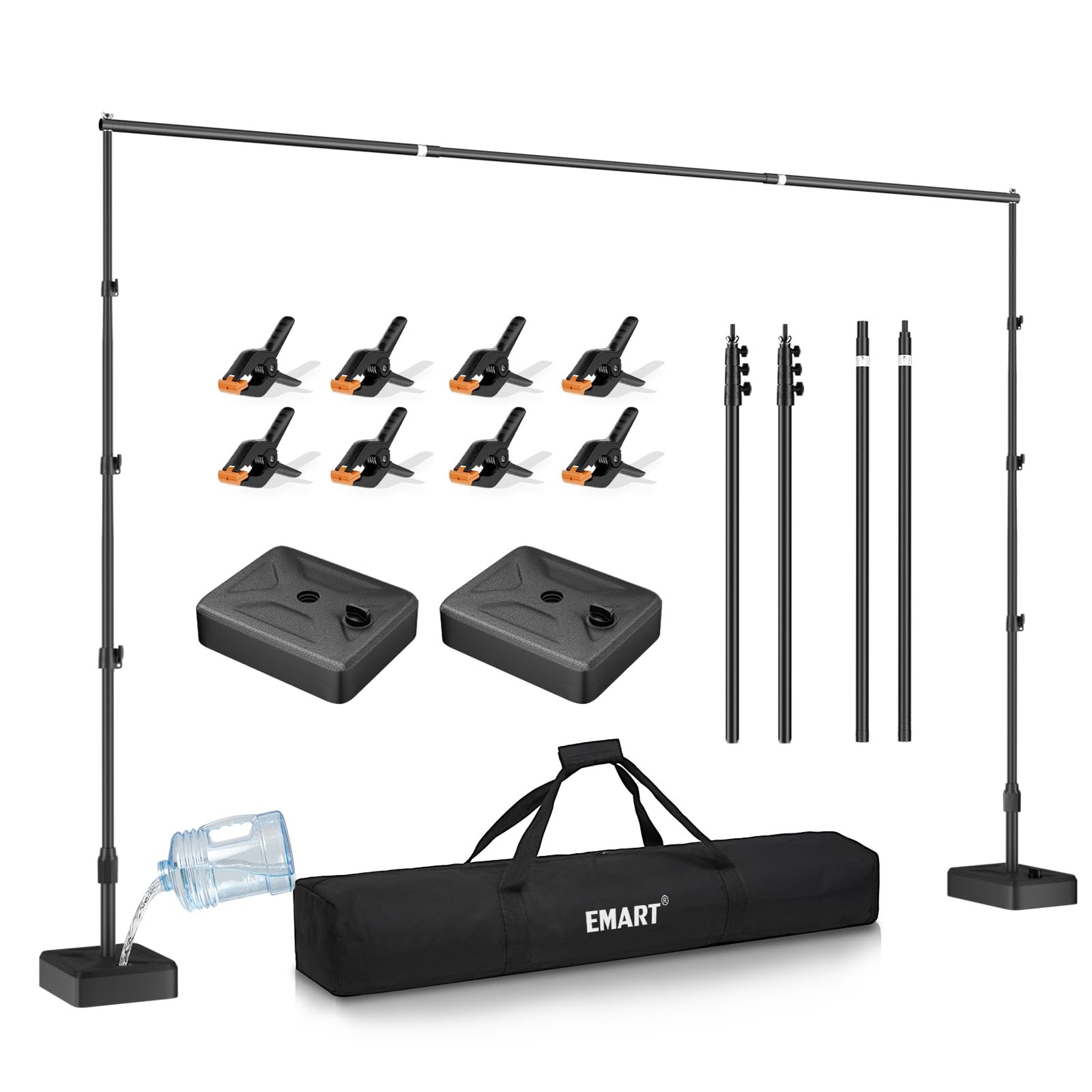 Backdrop Stand with Heavy Duty Water Tank Base 8.5x10ft Adjustable Metal Phot…