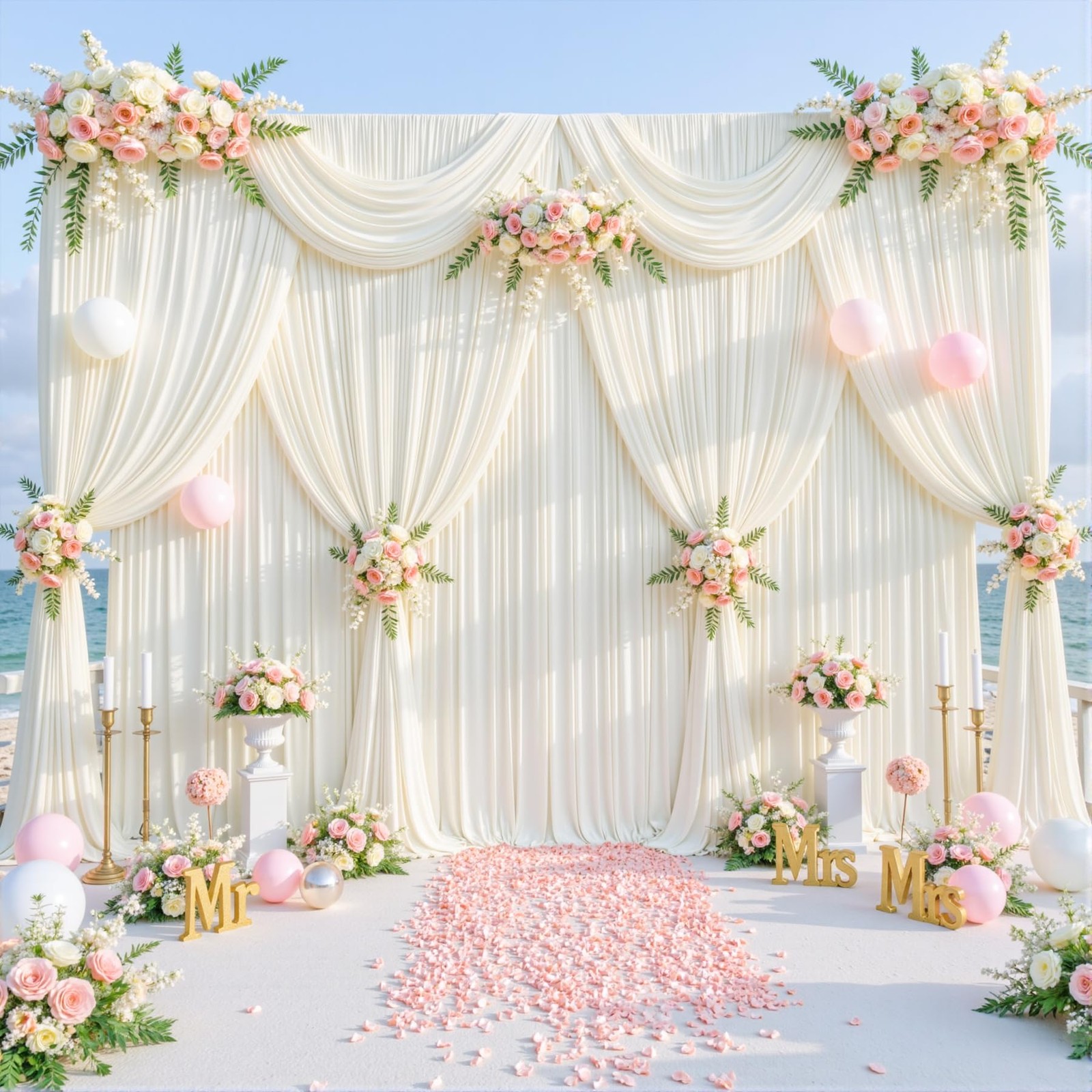 Ivory Backdrop Curtain 10x7ft Wrinkle Free Wedding Party Photography Drapes