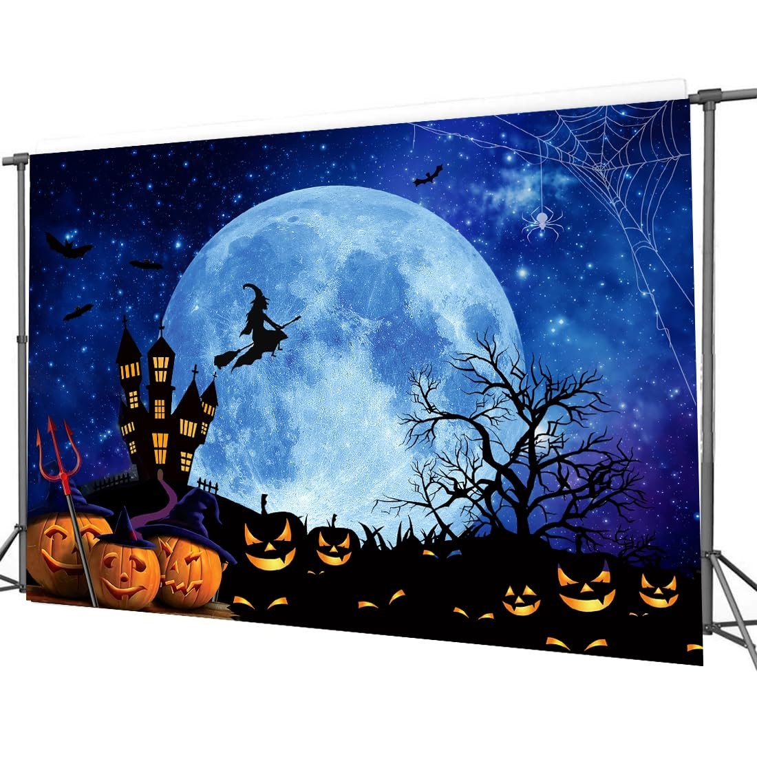 8x6ft Halloween Backdrop Horror Moon Night Haunted Castle Party Decoration