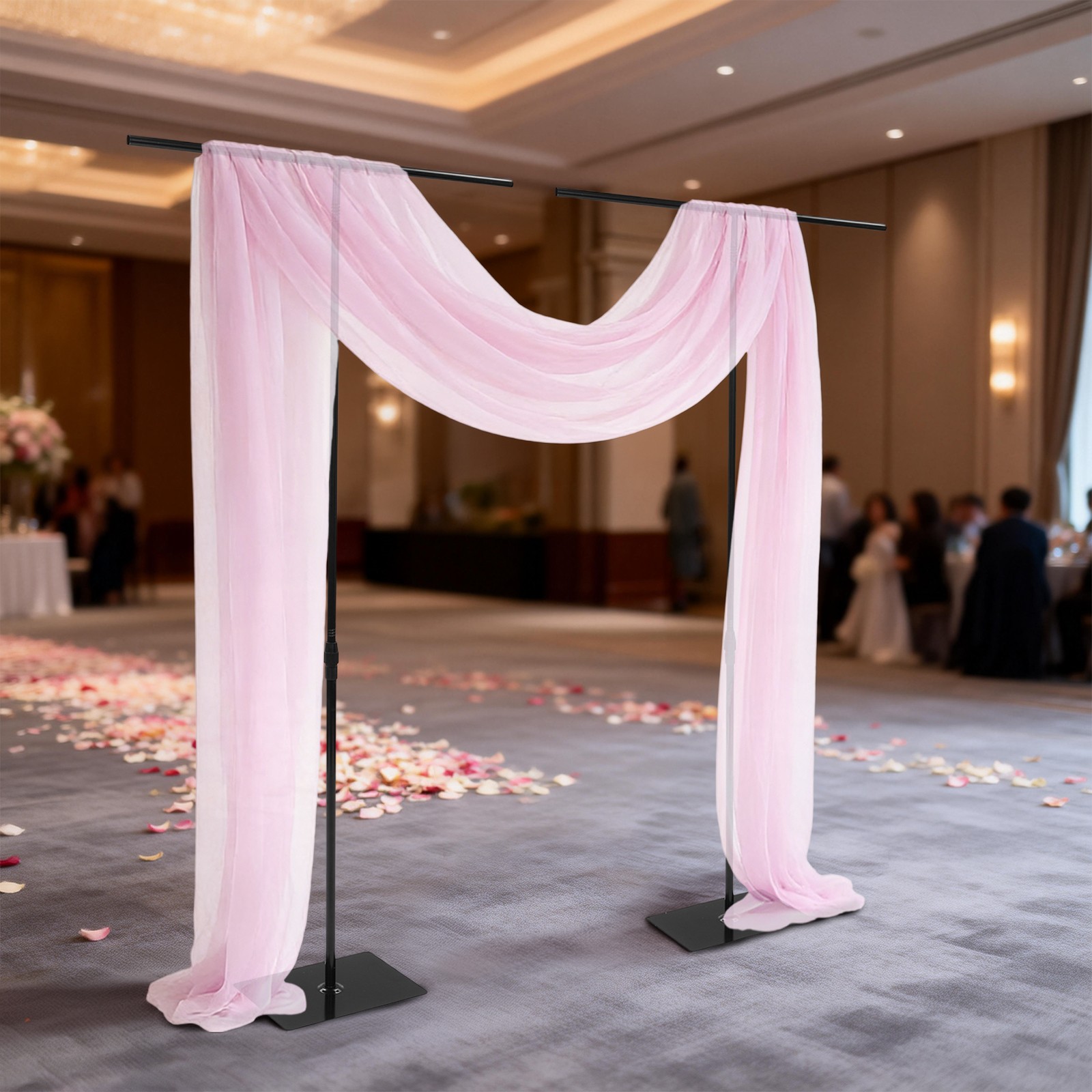 2 PCS Wedding Backdrop Stands Adjustable Height 80-240cm Backdrop Stands Black