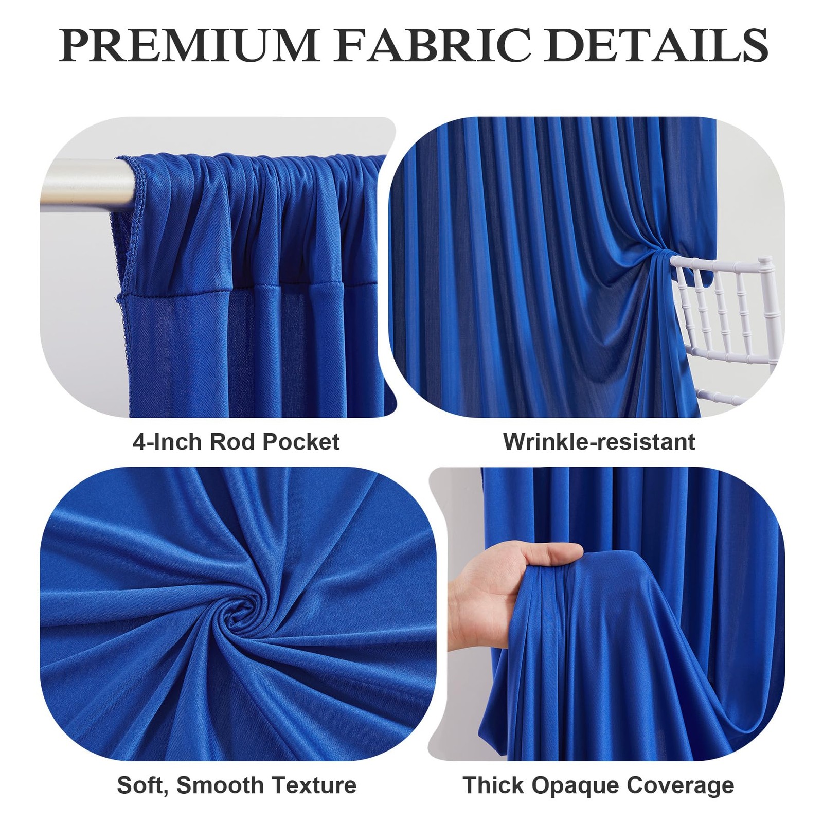 40ft x 12ft Royal Blue Backdrop Curtains W5′ x H12′(8 panels),