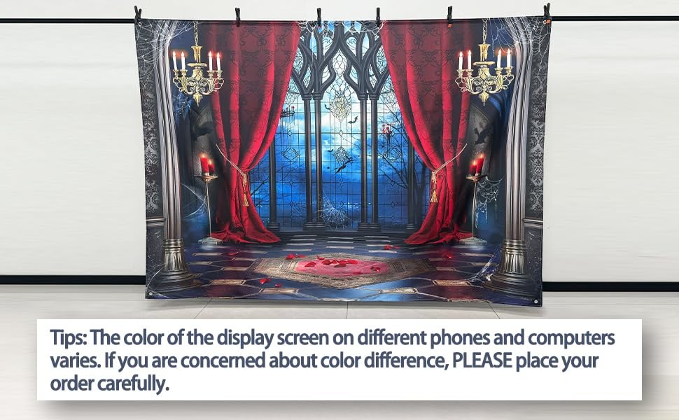 Halloween Vampire Medieval Castle Gothic Window Fabric Backdrop 7x5ft Mat