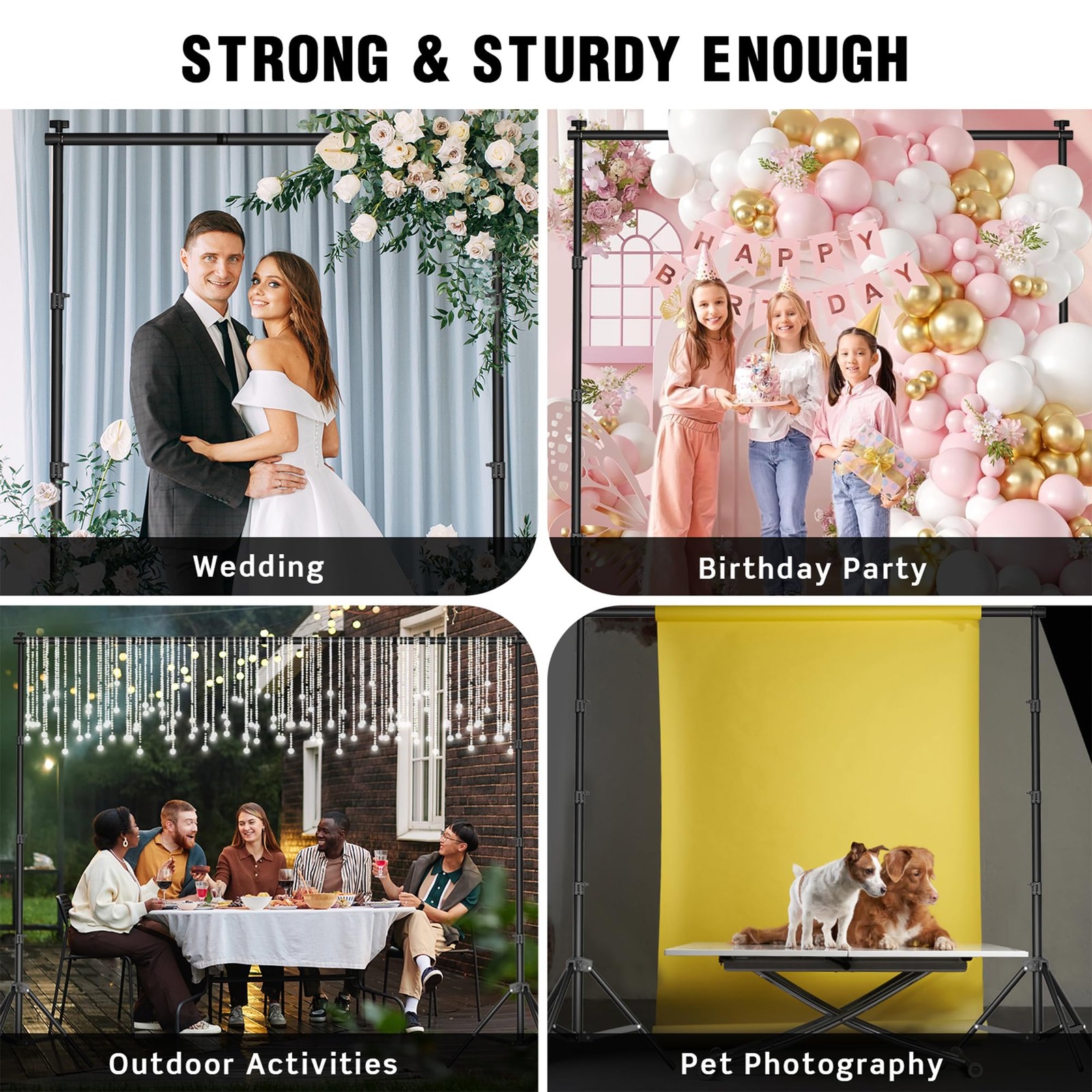 Backdrop Stand for Parties 10 x 8.5 FT, Heavy Duty Photography Backdrop Stand…