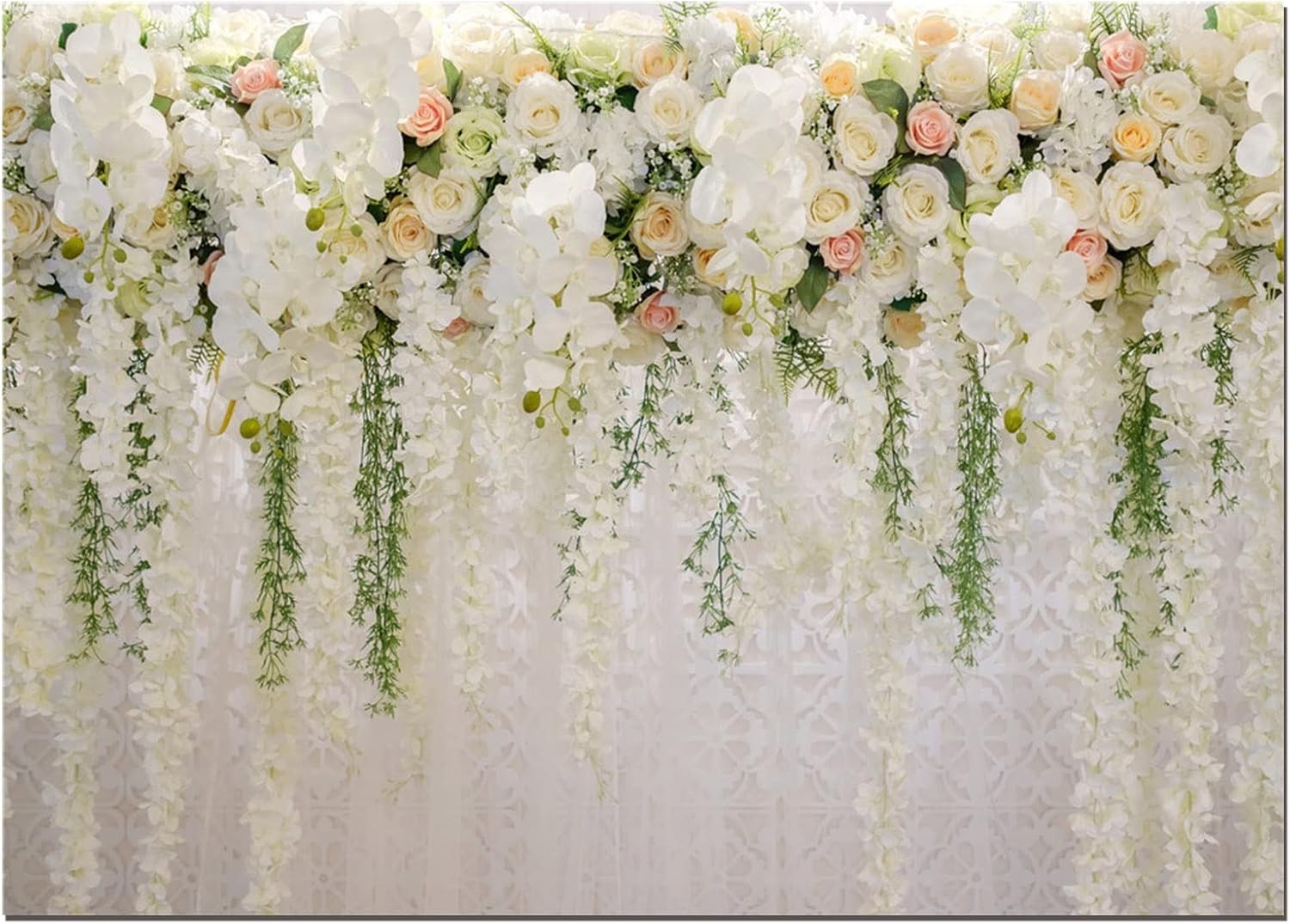10x8ft White Rose Floral Theme 10x8FT(300CM X 240CM）, Rose,White