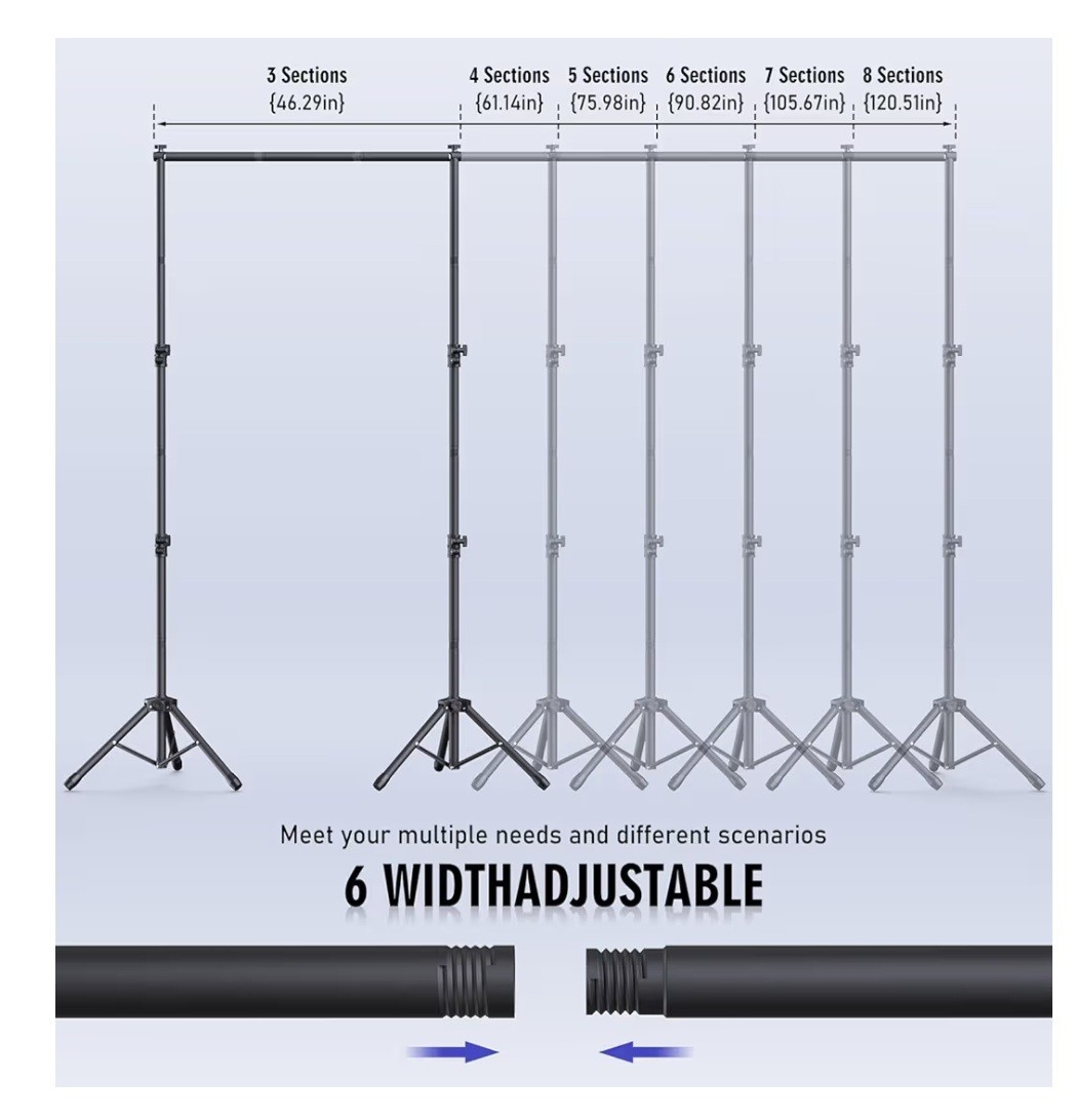 Eocnrhe Backdrop Stand Kit – 6 Widths, 10×7.5ft Adjustable Background Stand