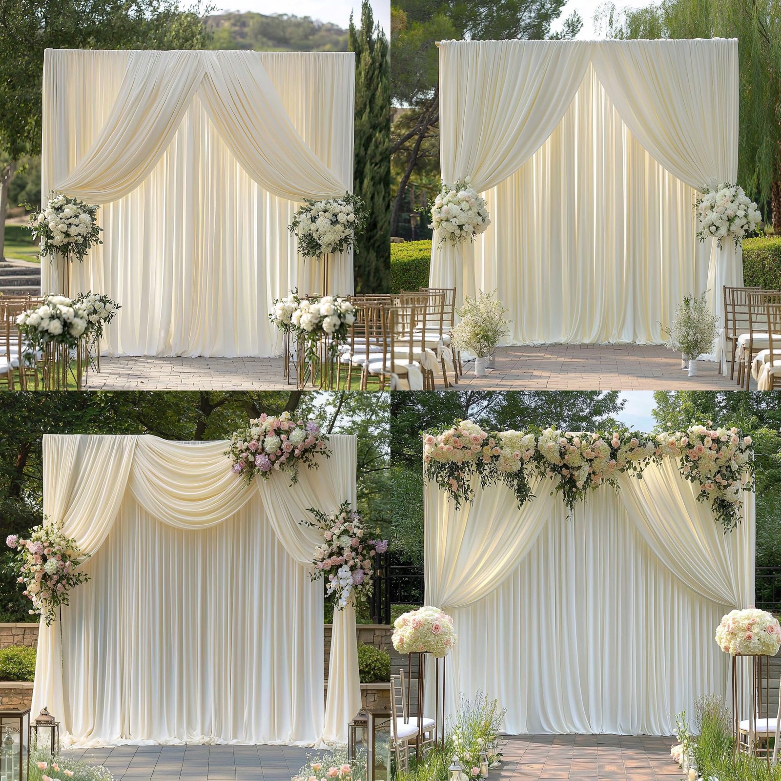10x12ft Ivory Backdrop Curtains 2 Panels 12x5ft Wrinkle Free Photo Drapes
