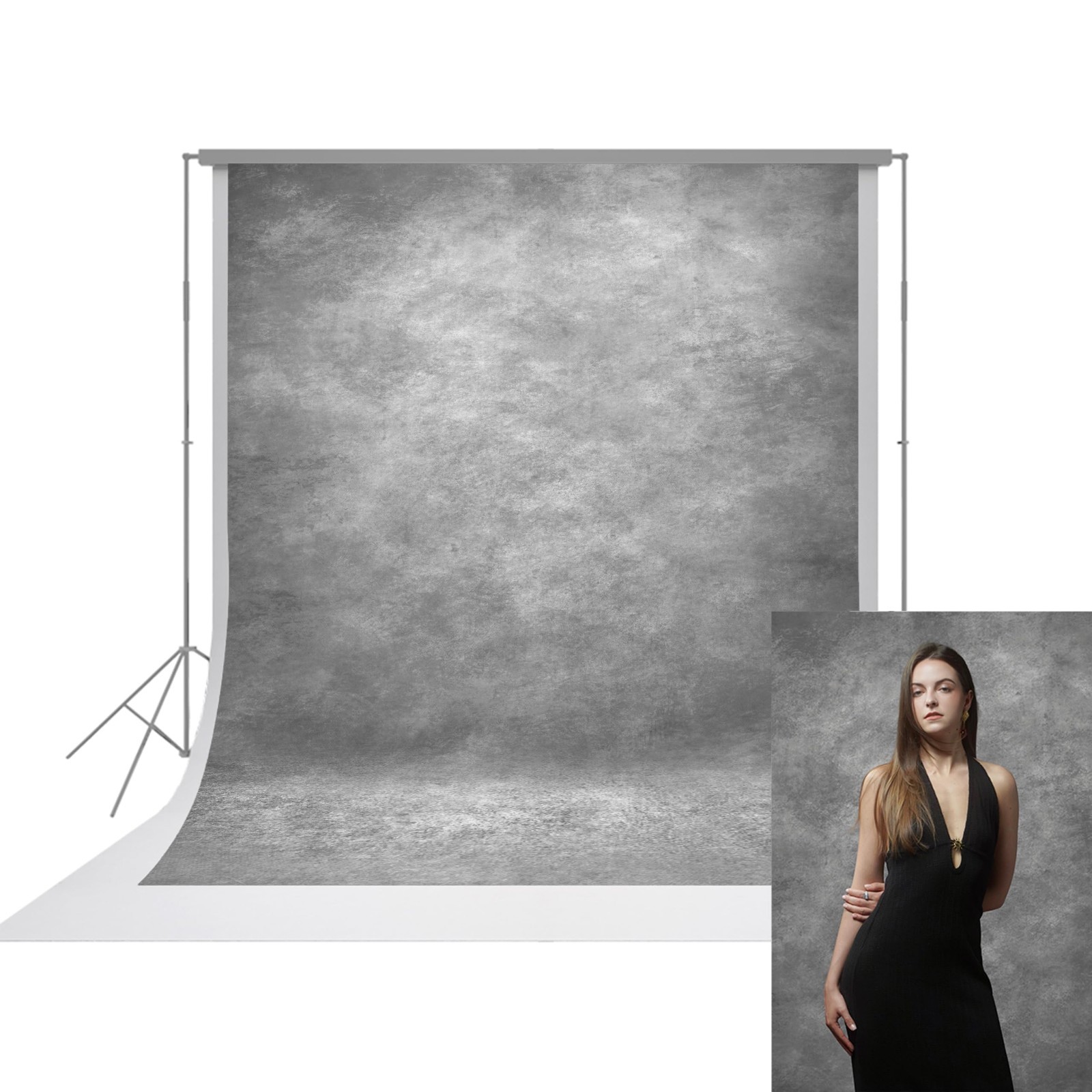 8x10ft Grey Photo Backdrop for Portraits & Headshots – Abstract Textured Design