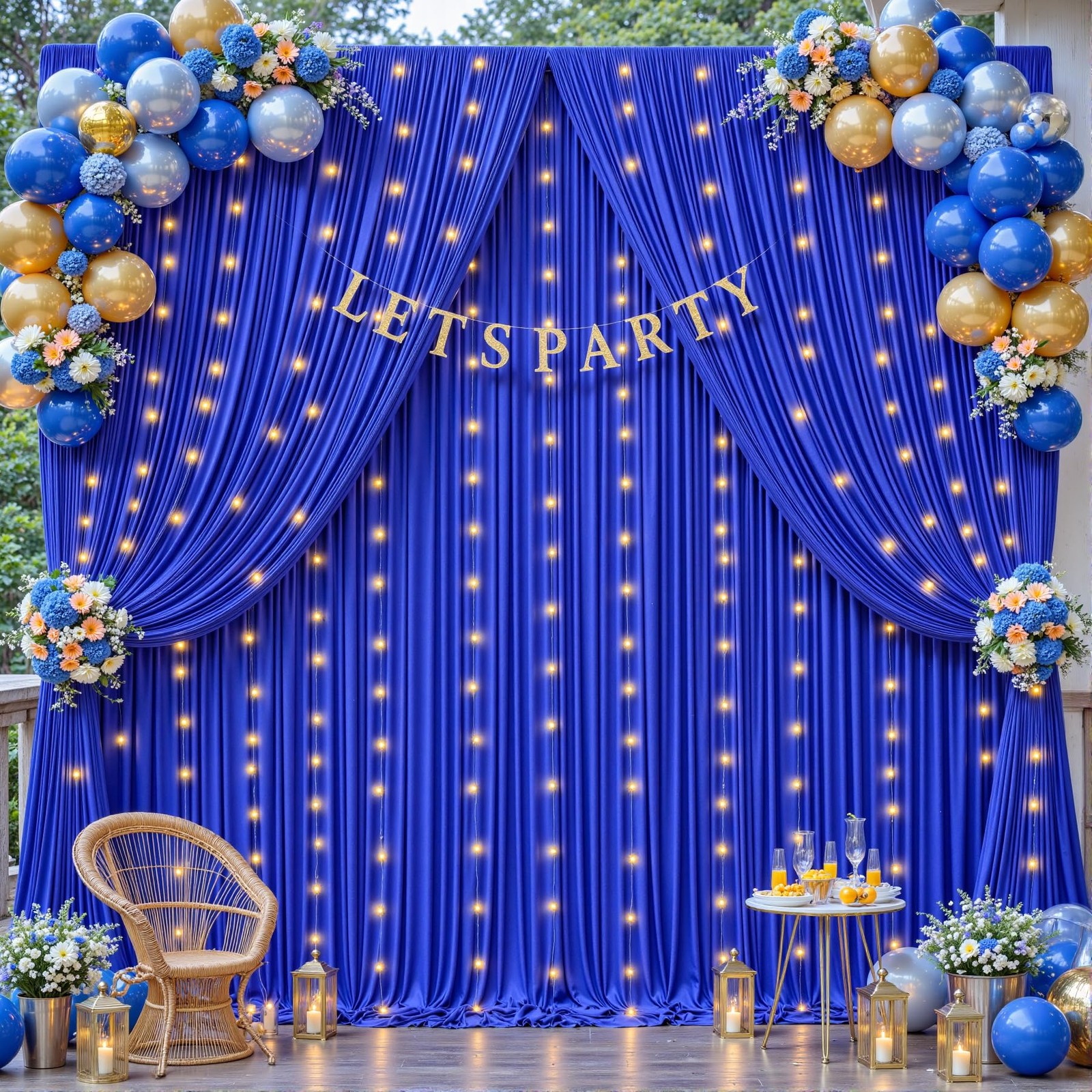 10 Panels Royal Blue Backdrop Curtains – W4′ x H10′(10 panels),