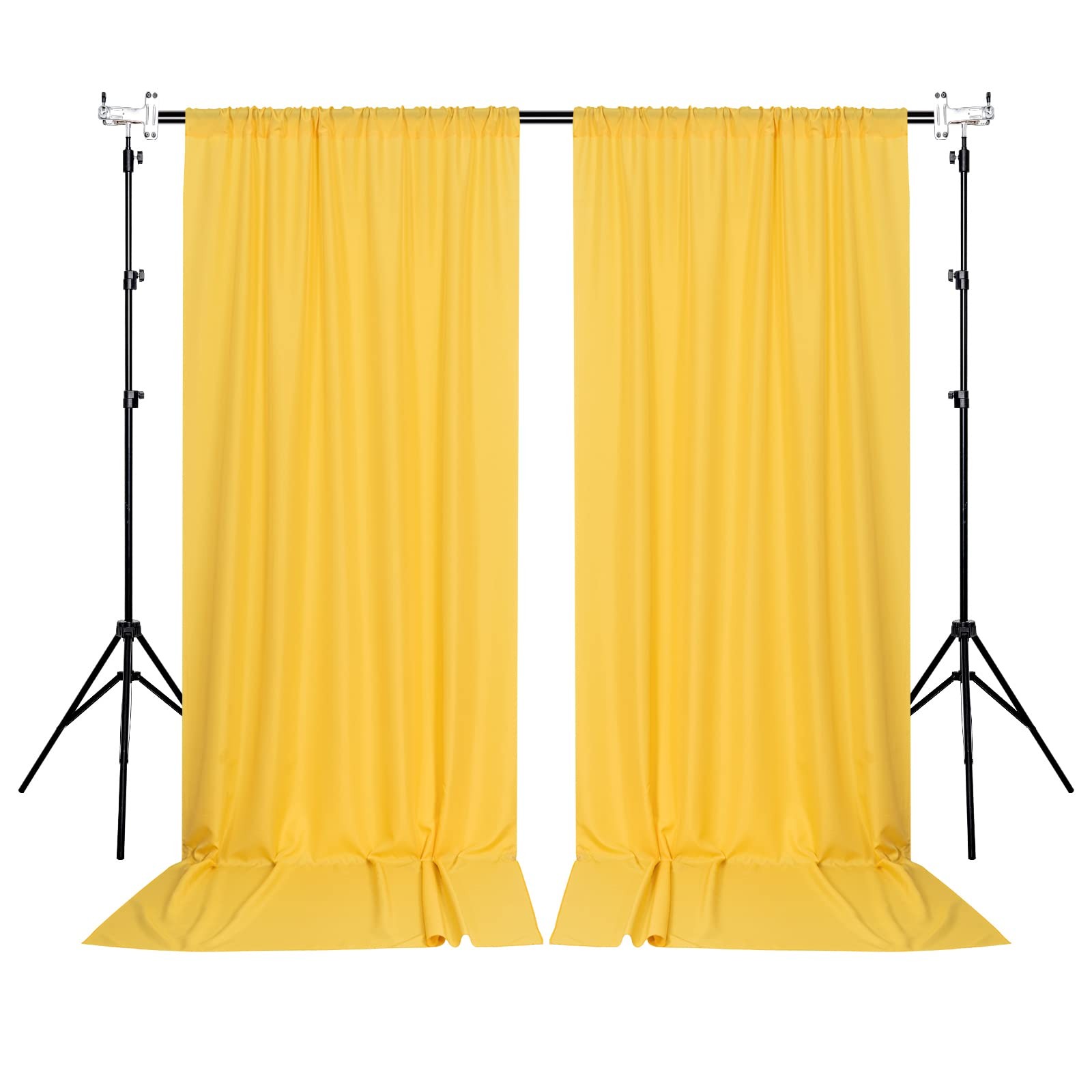 Yellow Backdrop Curtain 2 Panels 5x10ft Rod Pocket Privacy Fabric Photo Props