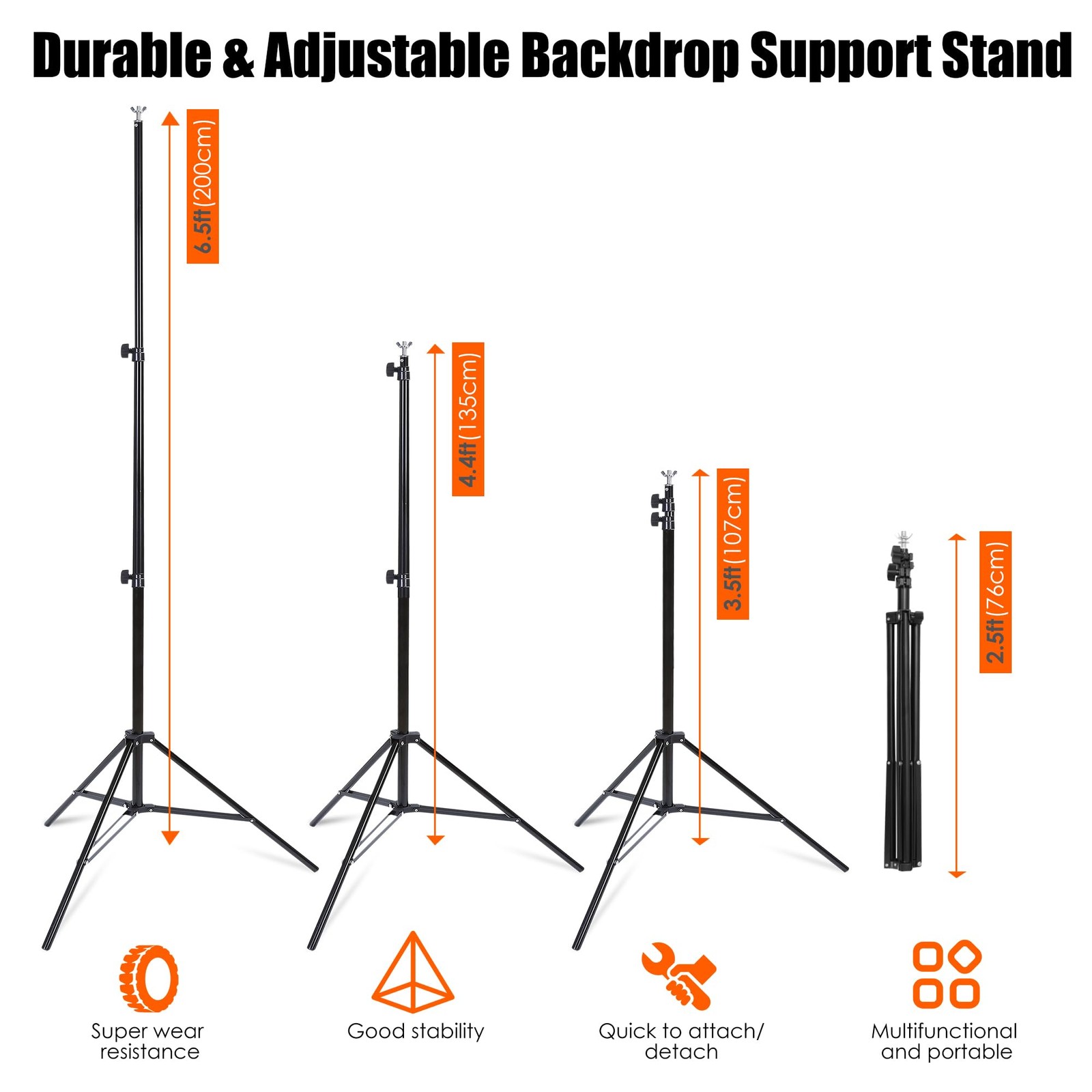6.5x10ft Photo Backdrop Stand Kit Adjustable Heavy Duty Background Support