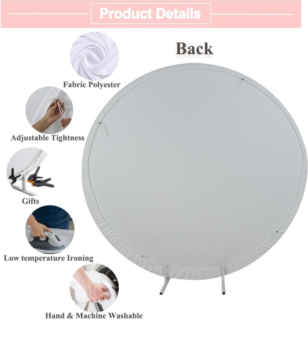 7x7ft Round Backdrop Cover Hot Pink Glitter Sequins Drippy Circle Photo Backgrou