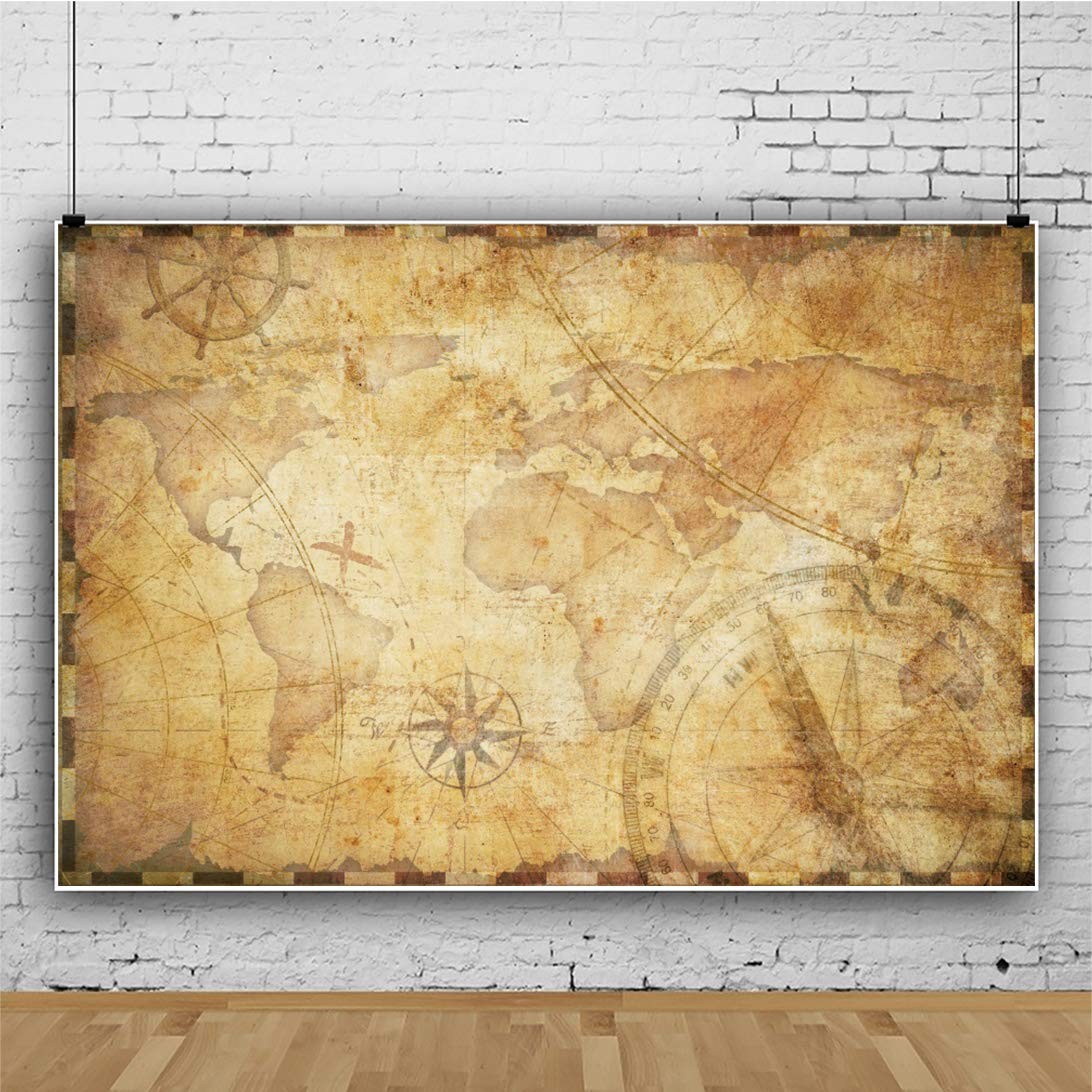YongFoto 5x3ft Vintage Old Travel World Map Backdrop 5x3ft, NBK34468