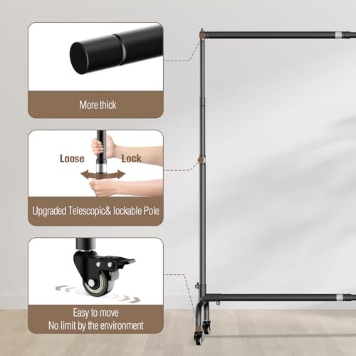 Rolling Backdrop Stand with Wheels – 10 x7.5 ft (WxH) Adjustable – 7.5x10FT
